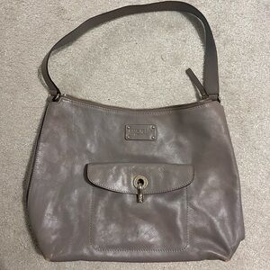 Vintage Kate Spade Taupe Leather Shoulder Bag